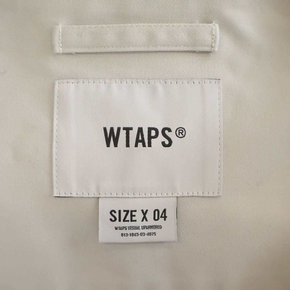 WTAPS(ダブルタップス) 22AW LEAGUE 01/LS/CTPL.TWILL 222TQDT-SHM04 ノーカラー 長袖シャツ ホワイト
