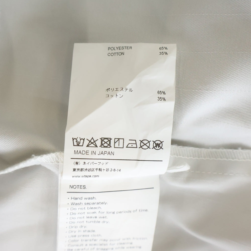 WTAPS(ダブルタップス) 22AW LEAGUE 01/LS/CTPL.TWILL 222TQDT-SHM04 ノーカラー 長袖シャツ ホワイト