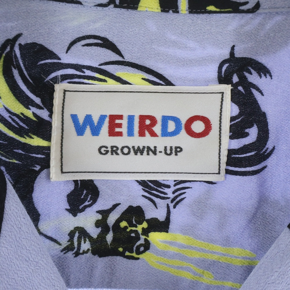 weirdo(ウィアード) BIG BAD WOLF - L/S SHIRTS ウルフ 総柄デザイン 長袖シャツ ブルー WRD-23-SS-13