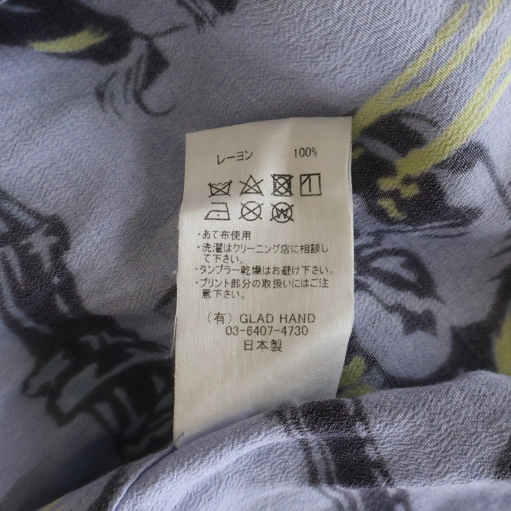 weirdo(ウィアード) BIG BAD WOLF - L/S SHIRTS ウルフ 総柄デザイン 長袖シャツ ブルー WRD-23-SS-13