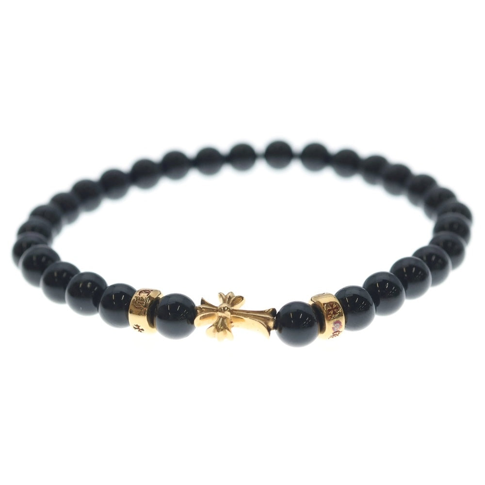 CHROME HEARTS(クロムハーツ) 22k 6mm BEAD 6mmビーズブレス スタッククロスBEAD6mmブラックビーズブレスレット