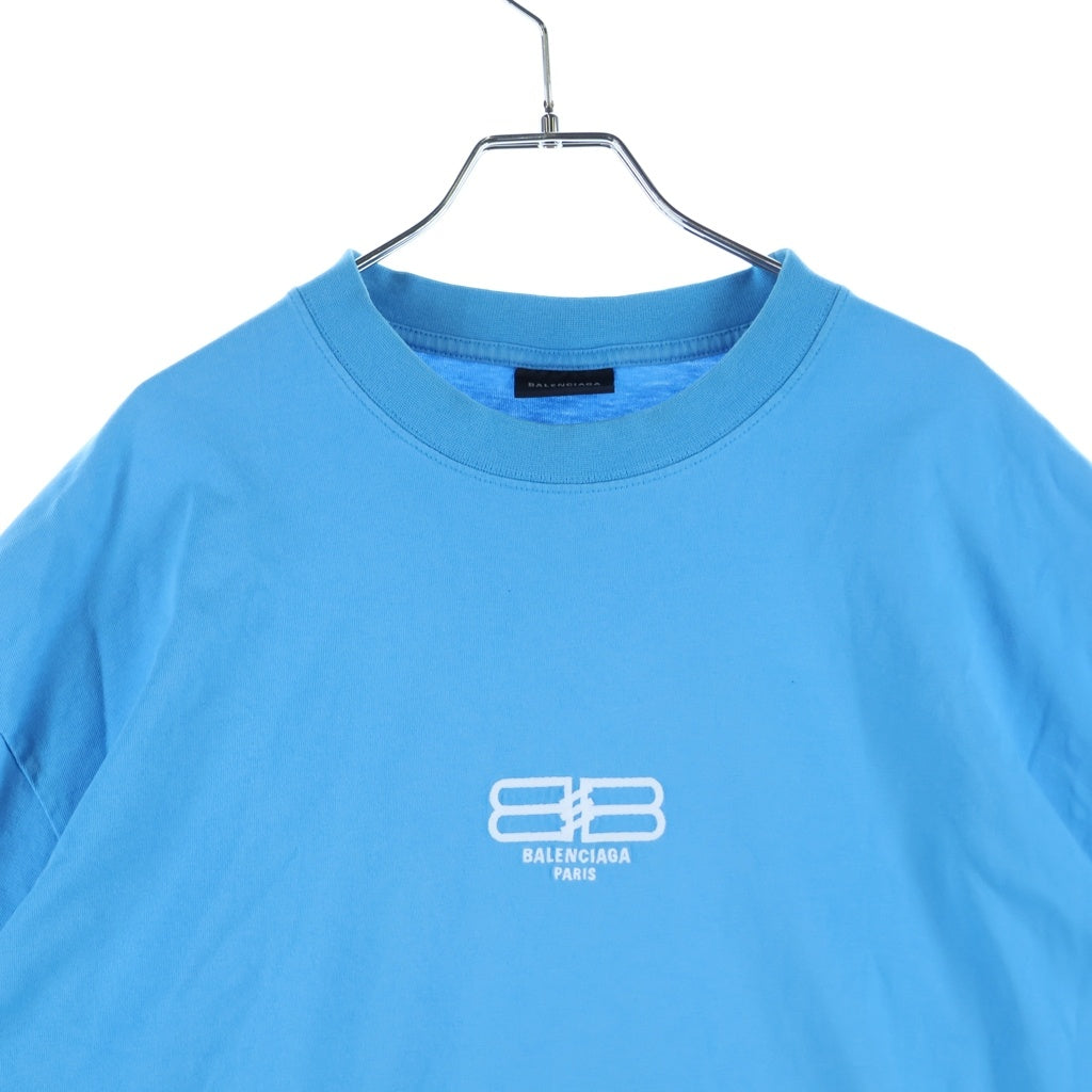 BALENCIAGA(バレンシアガ) 22AW BB PARIS ICON ミディアムフィットロゴ刺繍Tシャツ チャコール ブルー 612966 TMVG7