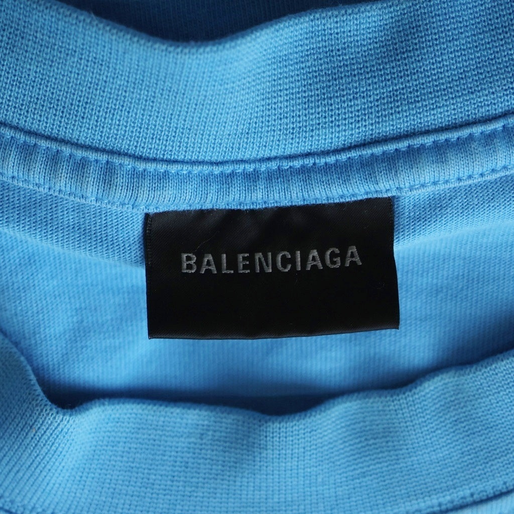 BALENCIAGA(バレンシアガ) 22AW BB PARIS ICON ミディアムフィットロゴ刺繍Tシャツ チャコール ブルー 612966 TMVG7