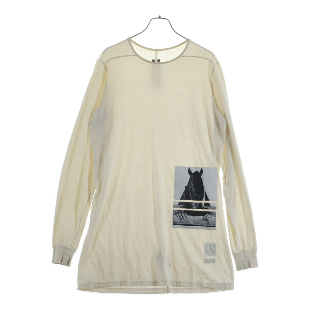 Rick Owens DRKSHDW(リックオウエンス ダークシャドウ) 15SS パッチワークデザイン クルーネック カットソー 長袖シャツ ホワイト DU15F5260