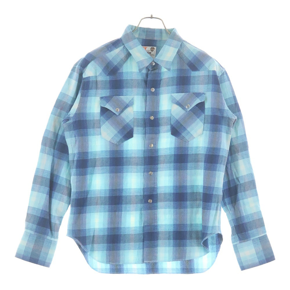 SUBCULTURE(サブカルチャー) Western-Style Long-Sleeved Check Shirt ウエスタン長袖チェックシャツ ブルー SCSH-S2405