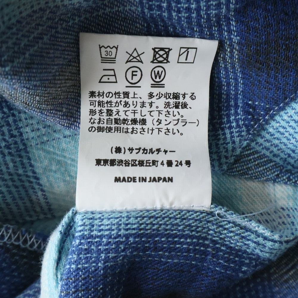 SUBCULTURE(サブカルチャー) Western-Style Long-Sleeved Check Shirt ウエスタン長袖チェックシャツ ブルー SCSH-S2405