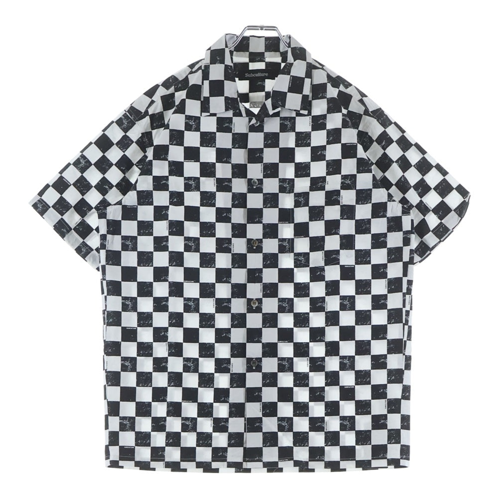 SUBCULTURE(サブカルチャー) Rayon Shirt レーヨンシャツ半袖シャツ ブラック/ホワイト SCSH-S2408