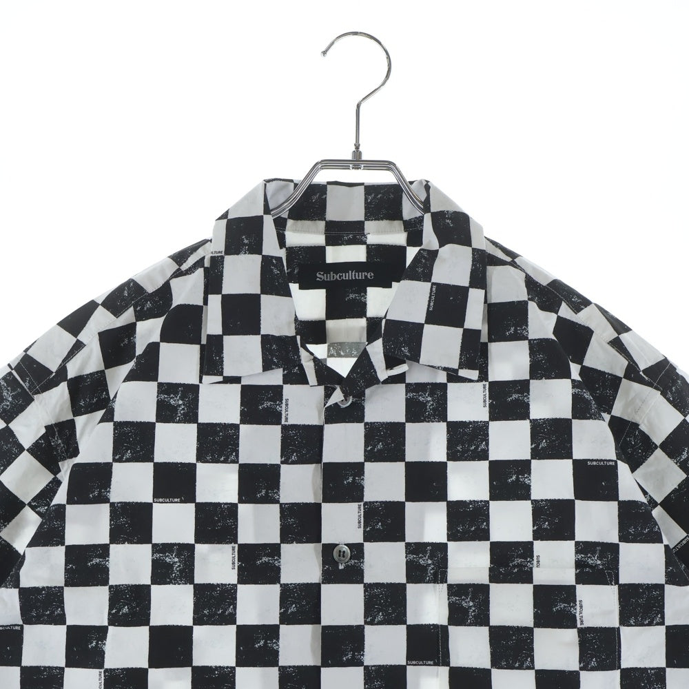 SUBCULTURE(サブカルチャー) Rayon Shirt レーヨンシャツ半袖シャツ ブラック/ホワイト SCSH-S2408