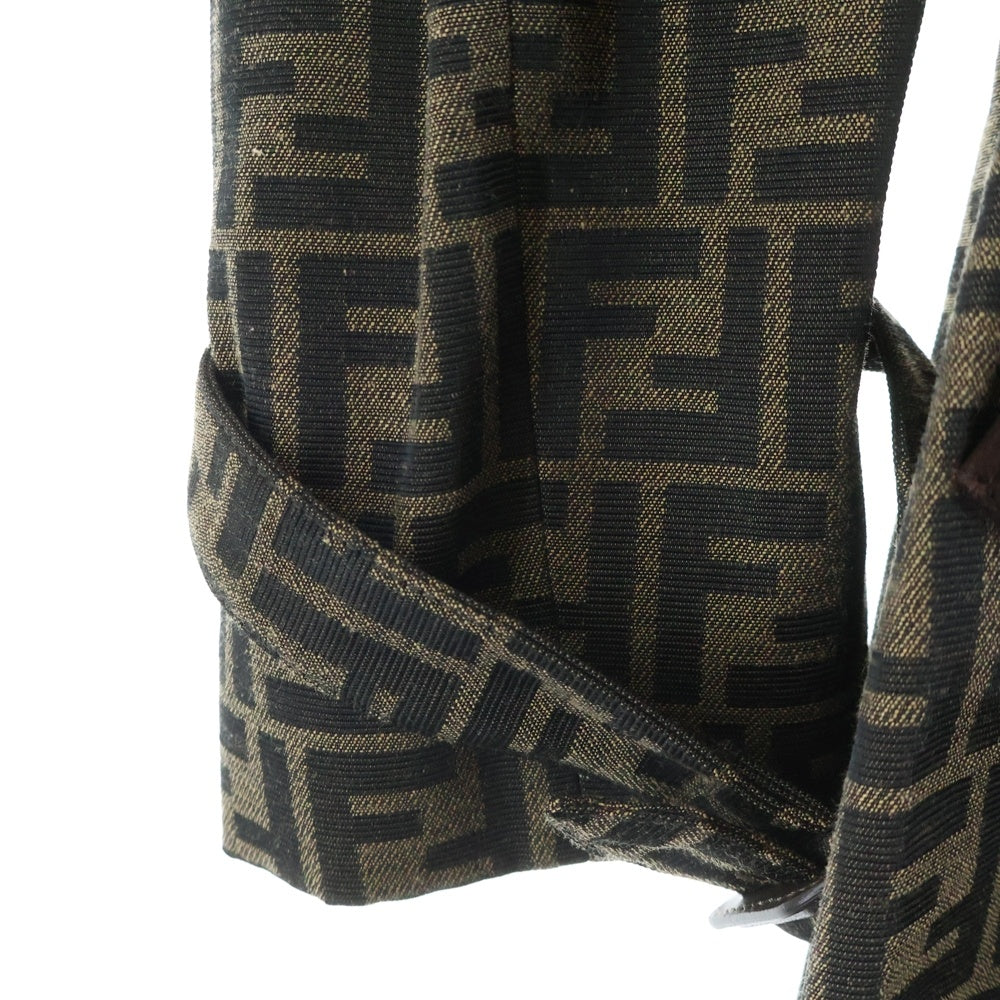 FENDI(フェンディ) ズッカ柄 レザーパイピング トレンチコート ブラウン FF0671 AL5W