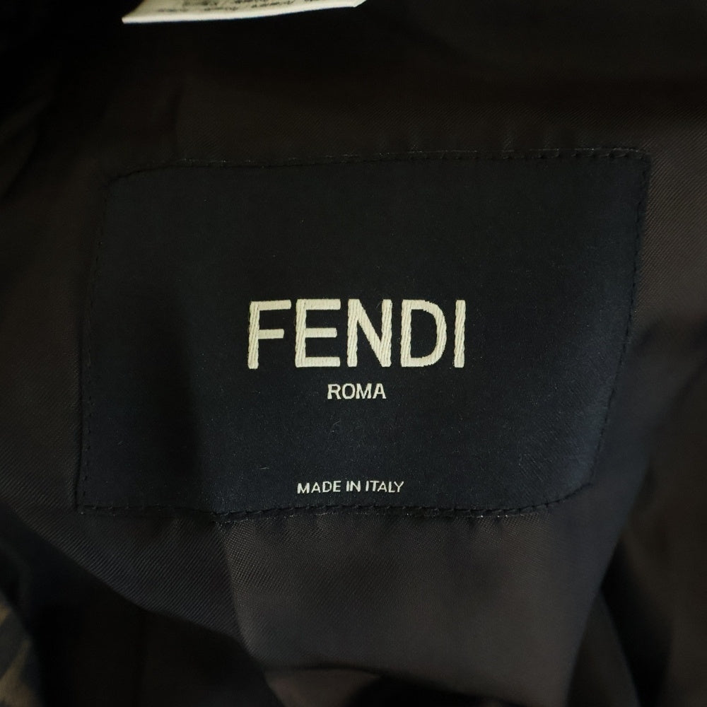 FENDI(フェンディ) ズッカ柄 レザーパイピング トレンチコート ブラウン FF0671 AL5W