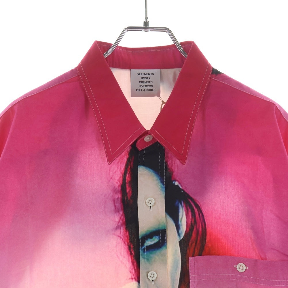 VETEMENTS(ヴェトモン) 18AW マリリンマンソン フォトプリント 長袖シャツ ピンク UAH19SH301