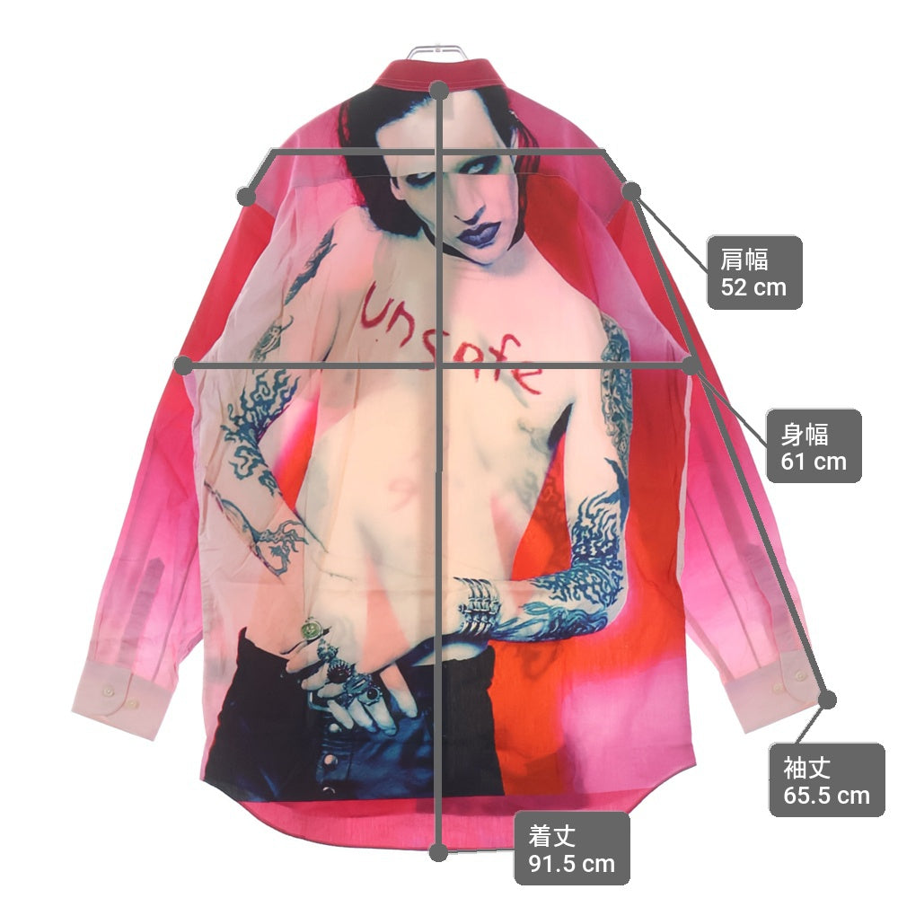 VETEMENTS(ヴェトモン) 18AW マリリンマンソン フォトプリント 長袖シャツ ピンク UAH19SH301