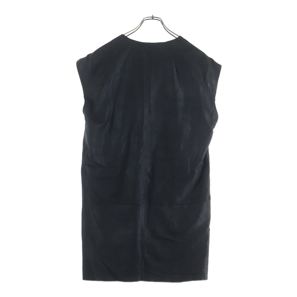 Rick Owens(リックオウエンス) 24AW DYLAN ラムレザー Vネックタンクトップ カットソー ブラック RU02D6157-LBA
