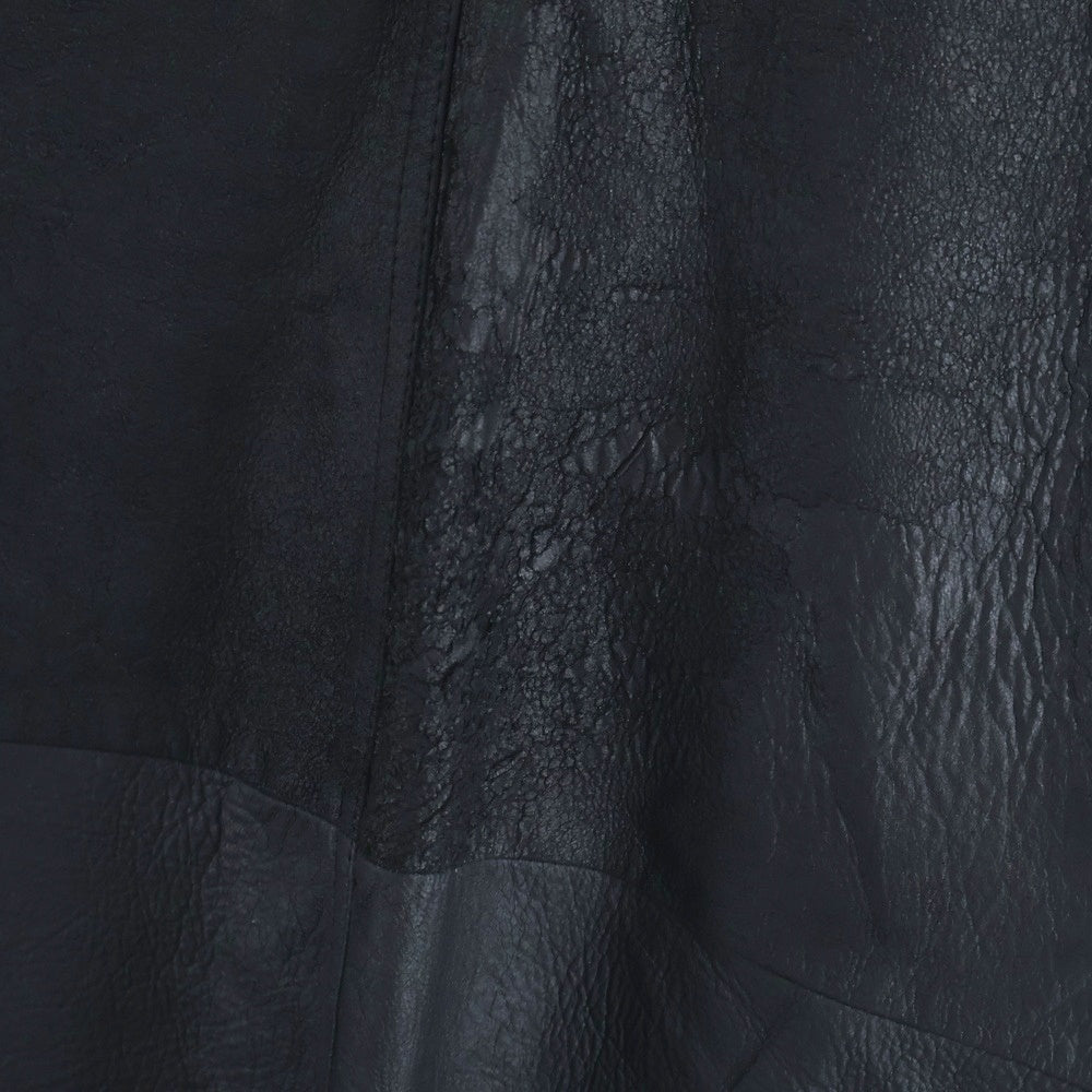 Rick Owens(リックオウエンス) 24AW DYLAN ラムレザー Vネックタンクトップ カットソー ブラック RU02D6157-LBA