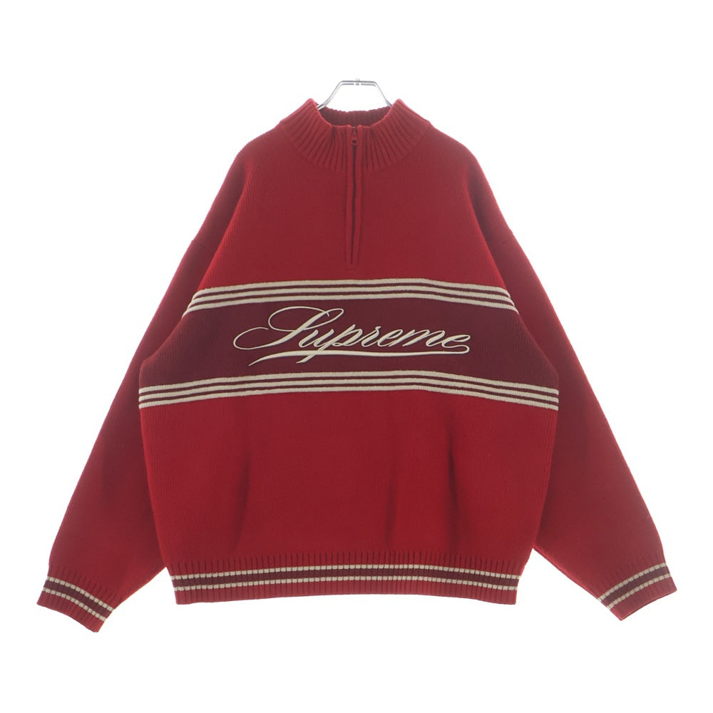 SUPREME(シュプリーム) 25AW Script Stripe Half Zip Sweater スクリプト ストライプ ハーフジップニット セーター レッド