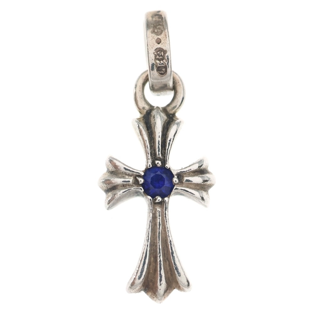 CHROME HEARTS(クロムハーツ) CRS BBYFAT SAP ベイビーファットクロス アフター両面1サファイア ペンダントトップ シルバー