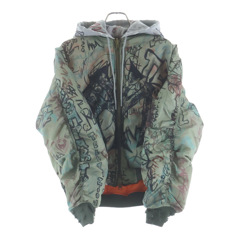 Mowalola(モワローラ) 25AW GRAFFITI BOMBER JACKET グラフィック ボンバージャケット カーキ