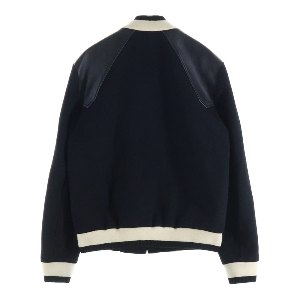 SAINT LAURENT PARIS(サンローランパリ) ショルダーレザー切り替え ジップアップテディジャケット スタジャン ブラック 583970 Y180W