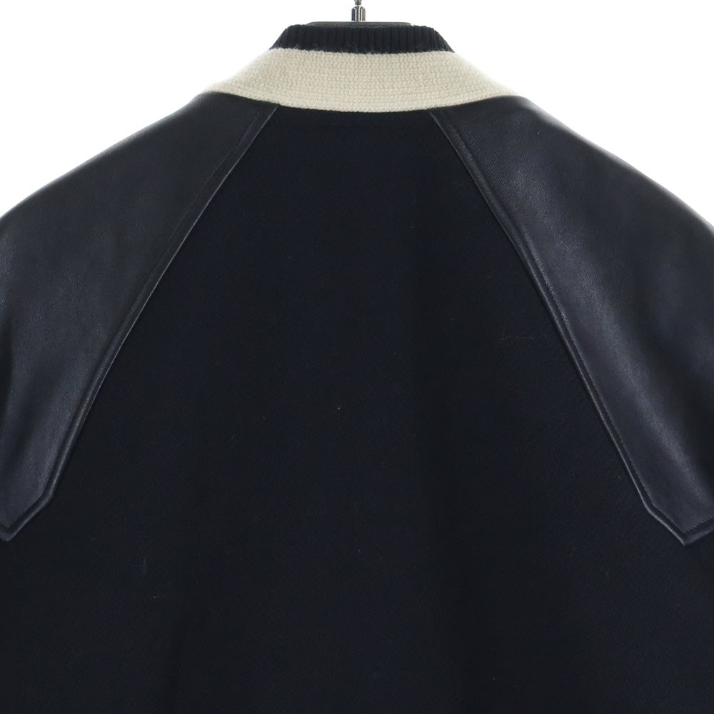 SAINT LAURENT PARIS(サンローランパリ) ショルダーレザー切り替え ジップアップテディジャケット スタジャン ブラック 583970 Y180W