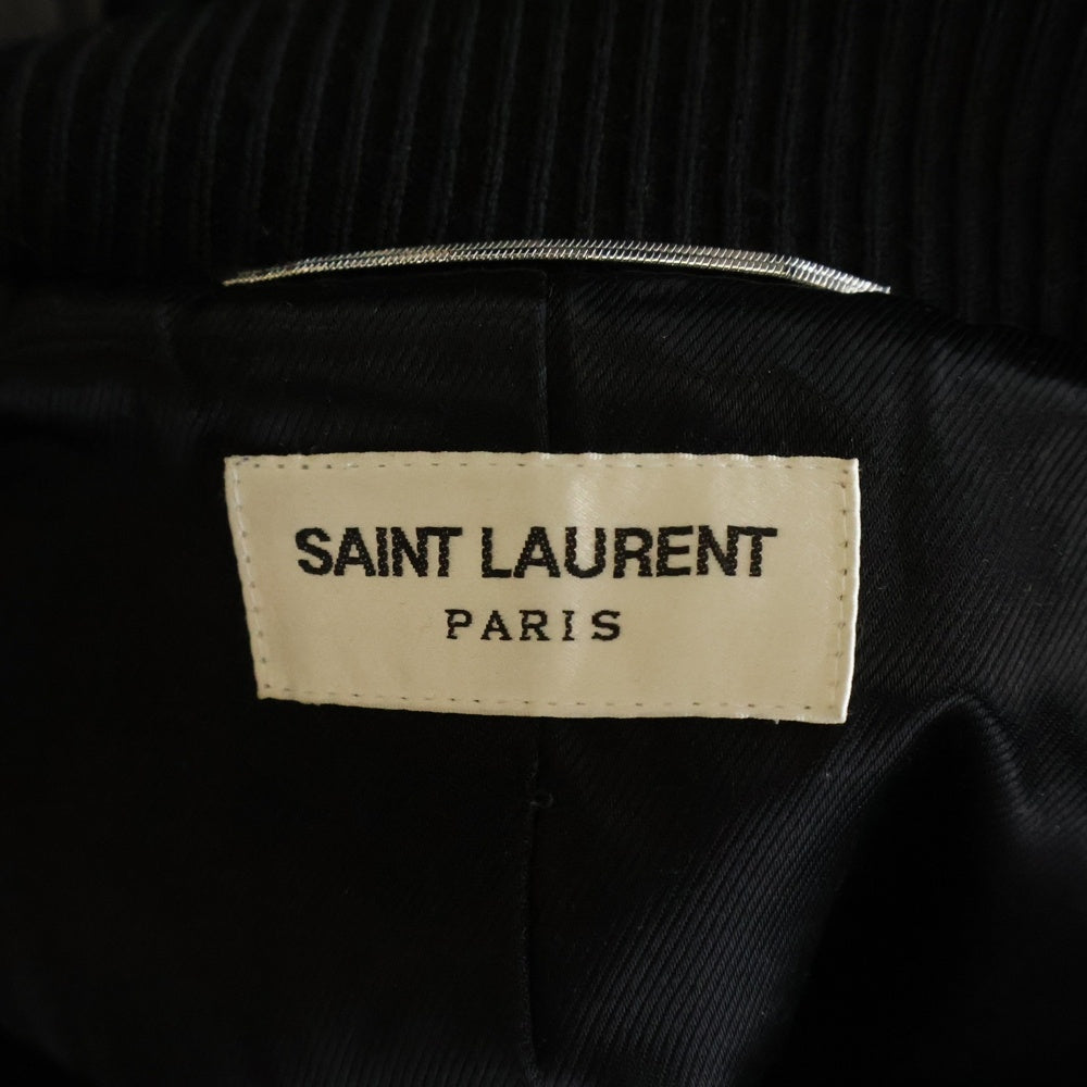SAINT LAURENT PARIS(サンローランパリ) ショルダーレザー切り替え ジップアップテディジャケット スタジャン ブラック 583970 Y180W