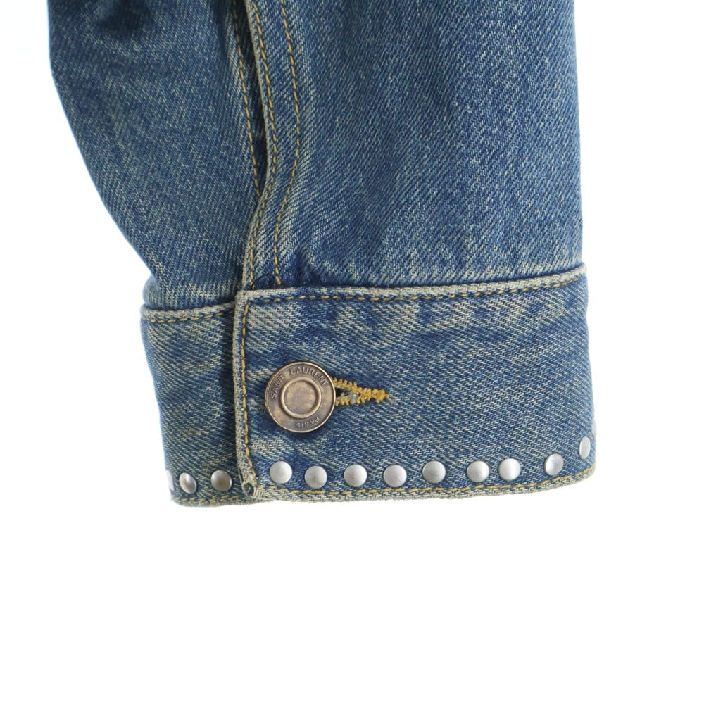 SAINT LAURENT PARIS(サンローランパリ) スパンコール スタッズ装飾 デニムジャケット インディゴ 378948