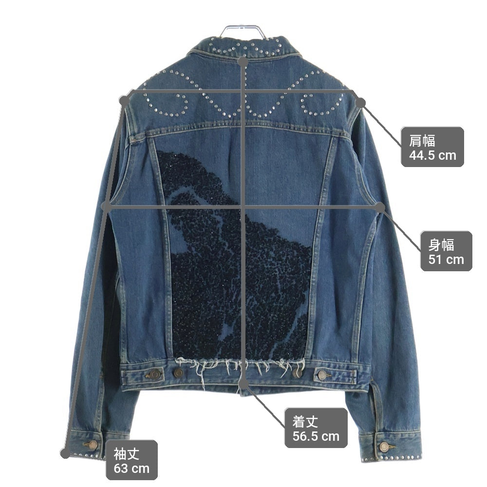 SAINT LAURENT PARIS(サンローランパリ) スパンコール スタッズ装飾 デニムジャケット インディゴ 378948