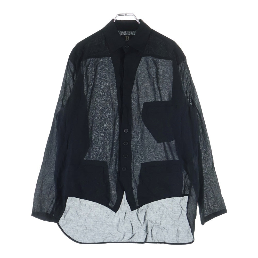 B Yohji Yamamoto(ビー ヨウジヤマモト) 20AW マルチポケット シアー 長袖シャツ ブラック NN-B51-003