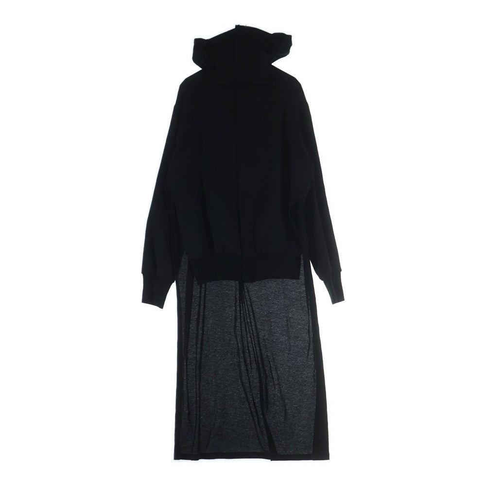 Yohji Yamamoto(ヨウジヤマモト) スリット変形デザイン ニット切り替え フーデッド ジップアップ ジャケット ブラック レディース FD-J10-100