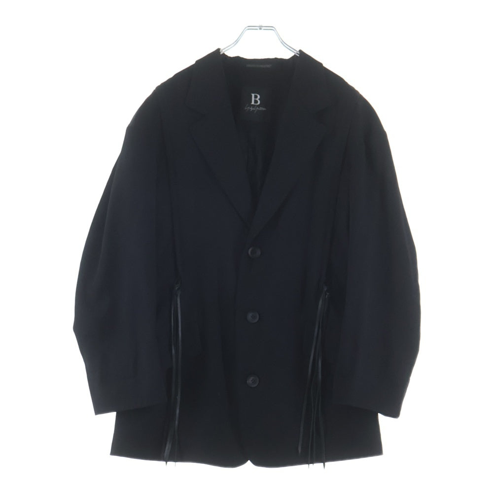 B Yohji Yamamoto(ビー ヨウジヤマモト) サイドジップデザイン マルチポケット レギュラーカラー テーラードジャケット ブラック NR-J53-100