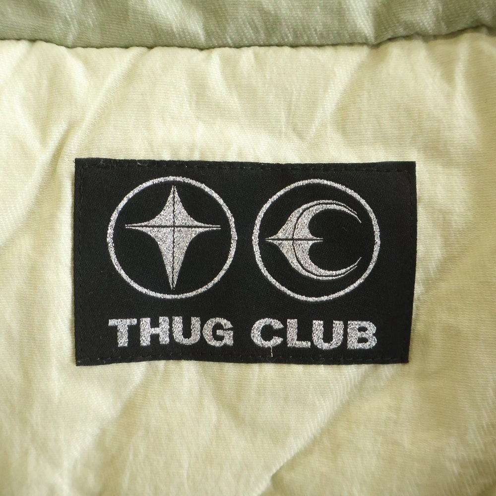 THUG CLUB(サグクラブ) ロゴプレートデザイン ギャザー ダブルジップアップ ナイロンジャケット イエロー TC24JP1003