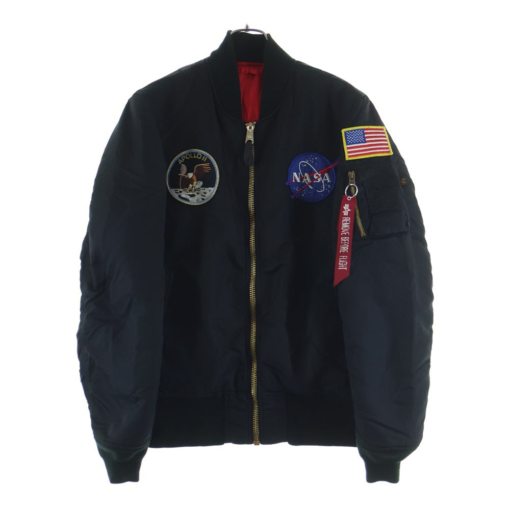 ALPHA INDUSTRIES(アルファ インダストリーズ) NASA APOLLO MA-1 TA0113-001 パッチデザイン フライトジャケット ブルゾン ブラック