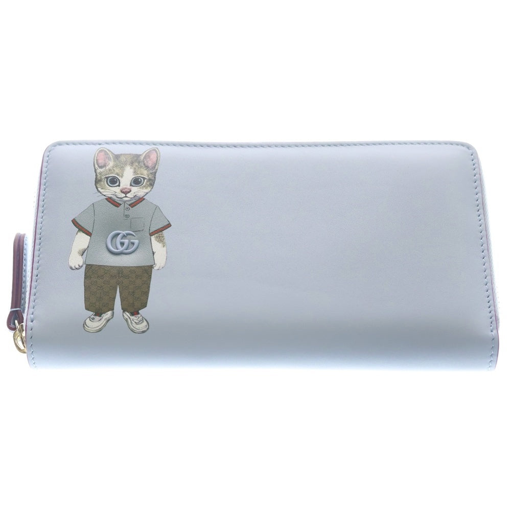GUCCI(グッチ) x Yuko Higuch ヒグチユウコ ラウンドジップ ロングウォレット 財布 ブルー 847918 レディース