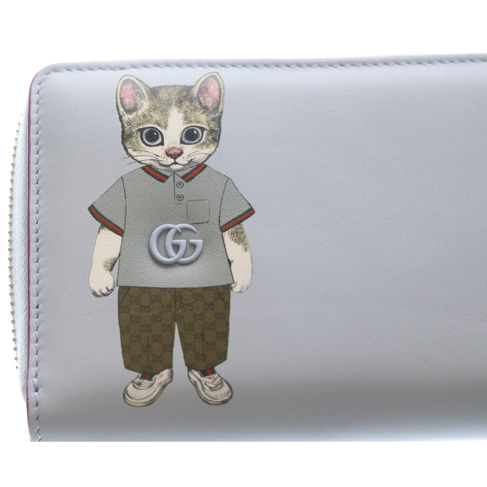 GUCCI(グッチ) x Yuko Higuch ヒグチユウコ ラウンドジップ ロングウォレット 財布 ブルー 847918 レディース
