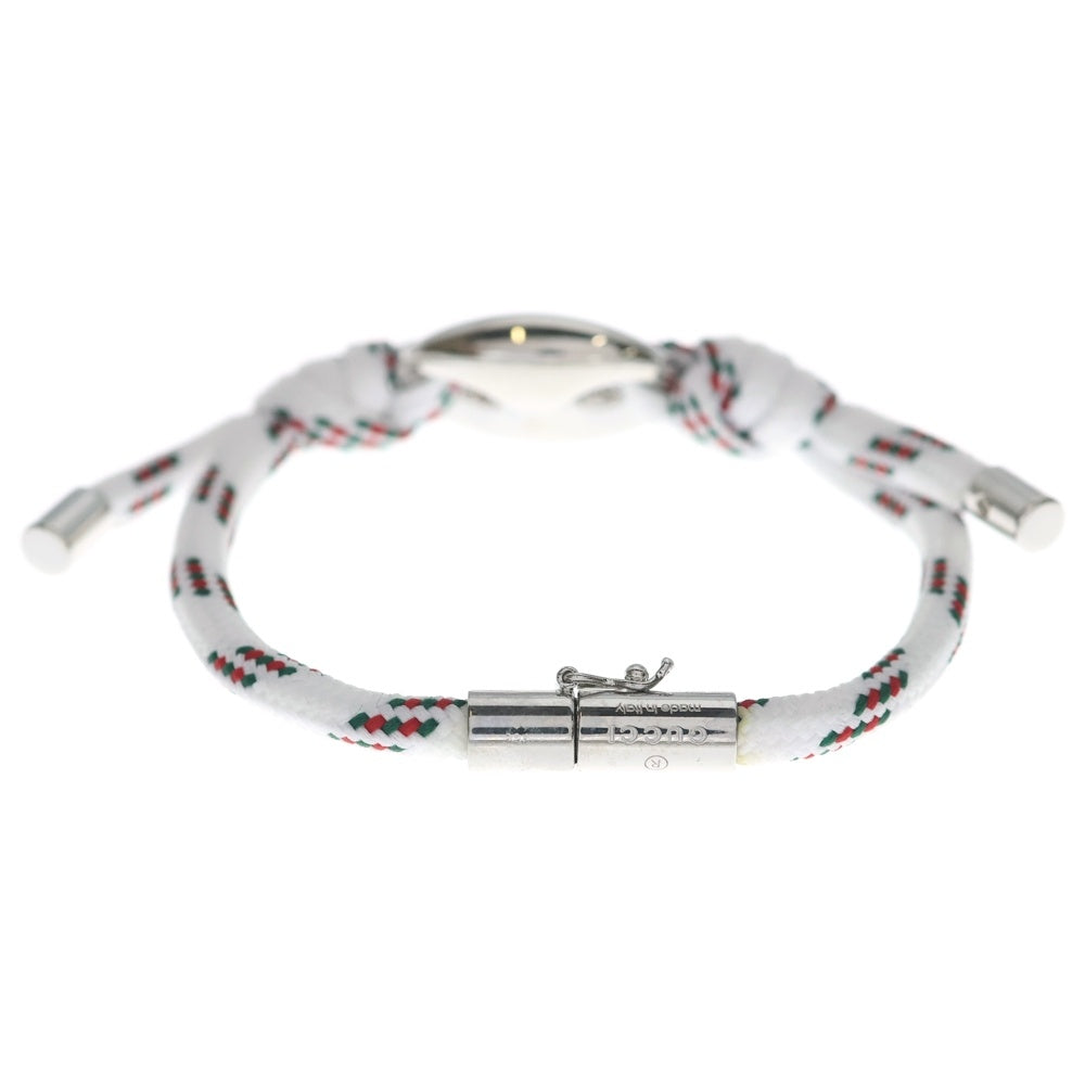GUCCI(グッチ) マリナチェーン ファブリック ブレスレット ホワイト/シルバー 836226 レディース