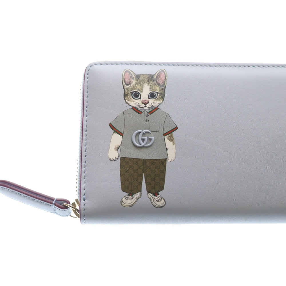 GUCCI(グッチ) x Yuko Higuch ヒグチユウコ ラウンドジップ ロングウォレット 財布 ブルー 847918 レディース