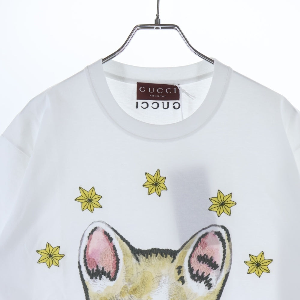 GUCCI(グッチ) x Higuchi Yuko Cotton Jersey T-shirt ヒグチユウコ 刺繍プリント 半袖Tシャツ カットソー ホワイト 855021
