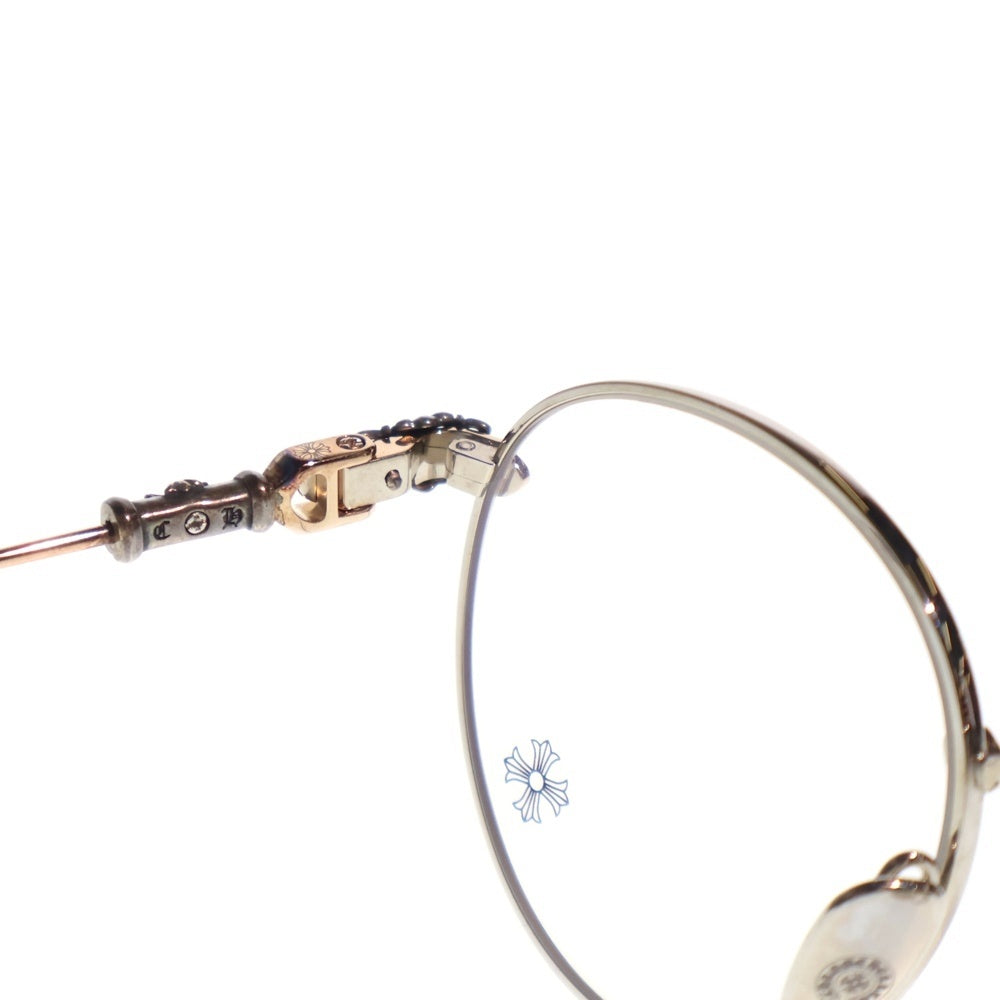 CHROME HEARTS(クロムハーツ) BUBBA-A クロステンプル メタルフレーム ラウンド眼鏡 アイウェア ゴールド/シルバー