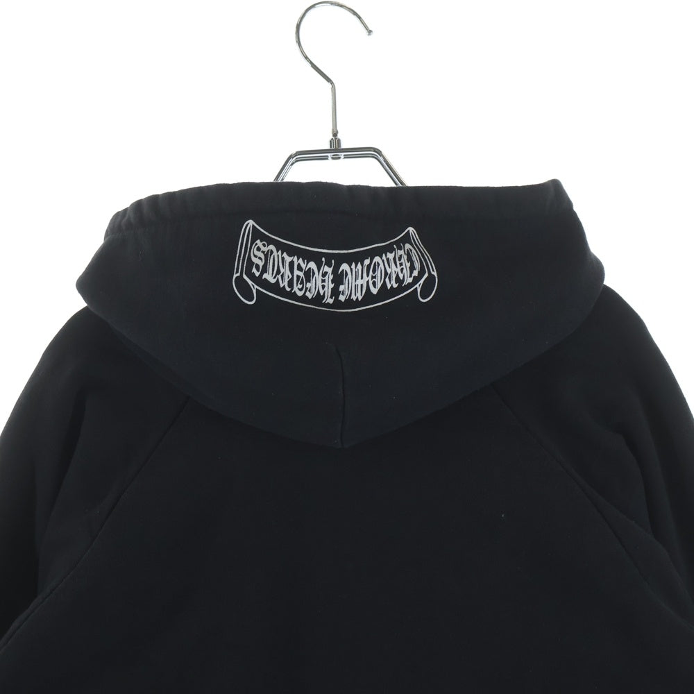CHROME HEARTS(クロムハーツ) OLD SWTSHRT HD スクロール ラベルプリント 裏地サーマル プルオーバーフーデット スウェット パーカー ブラック