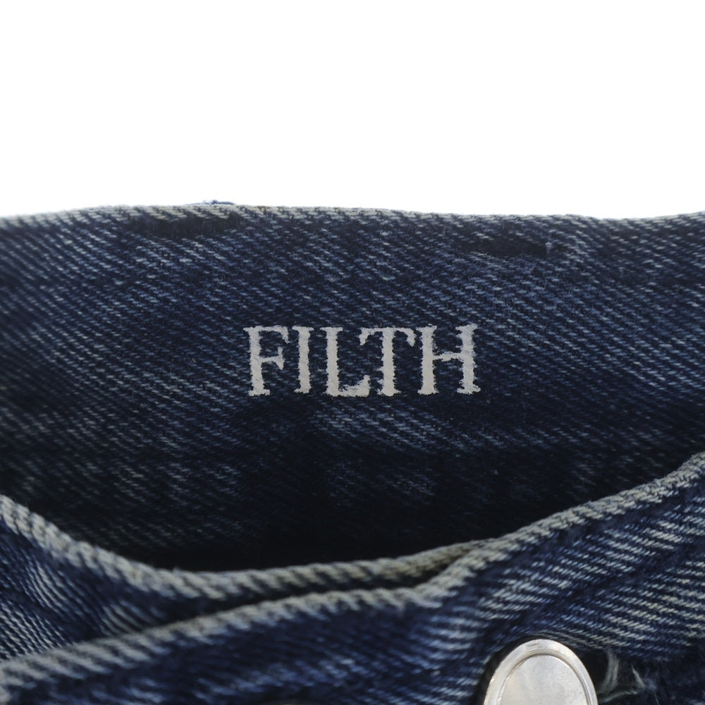 FILTH(フィルス) 24AW FRONT ZIP BAGGY DENIM フロント ジップ バギー デニム パンツ インディゴ FL-FW24-PT02