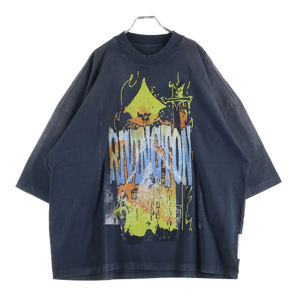 RIVINGTON roi Rebis(リヴィントンロイレビス) FORGIVE ME LS VINTAGE TEE フロントロゴプリント半袖カットソー 半袖Tシャツ ブラック FORG-LS05