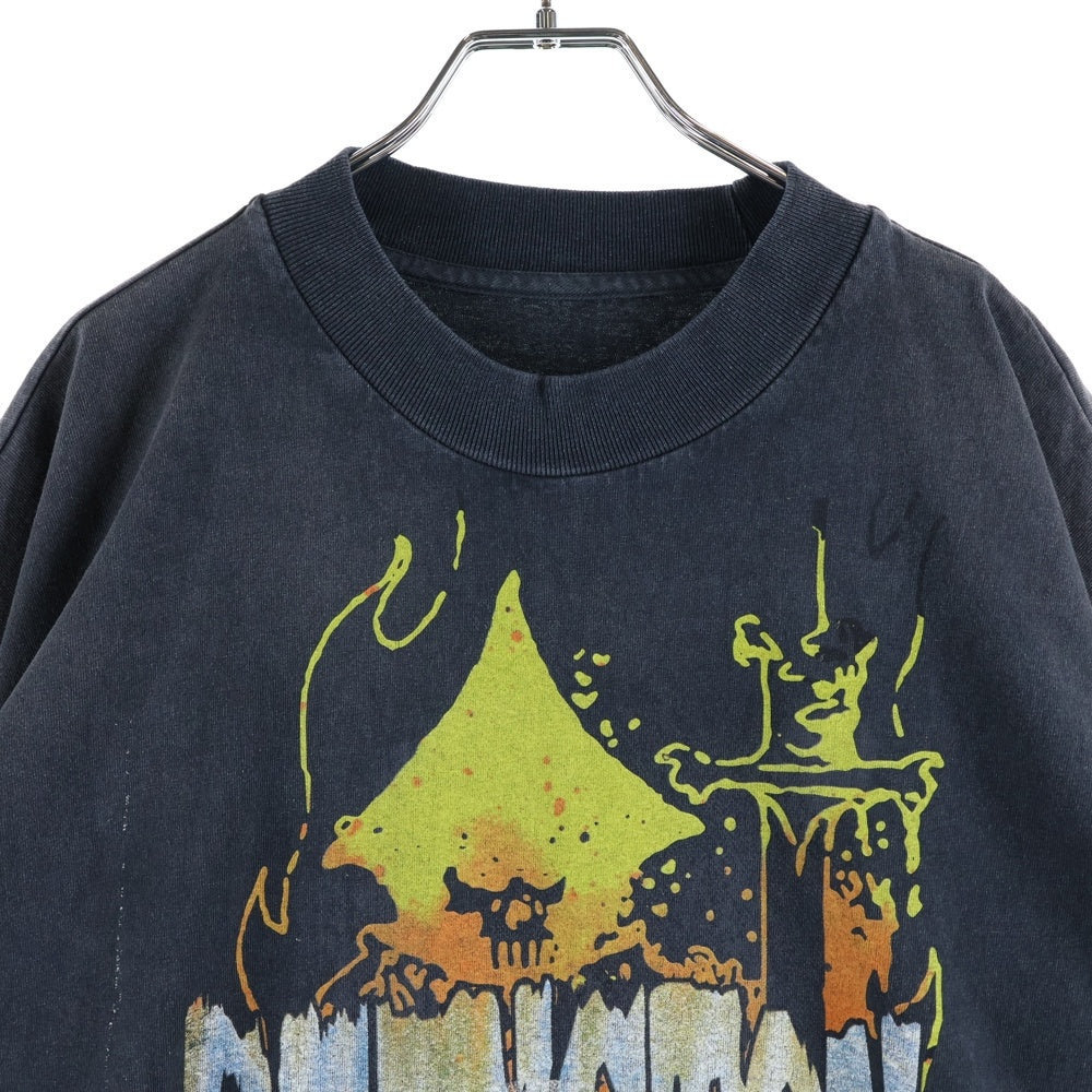 RIVINGTON roi Rebis(リヴィントンロイレビス) FORGIVE ME LS VINTAGE TEE フロントロゴプリント半袖カットソー 半袖Tシャツ ブラック FORG-LS05
