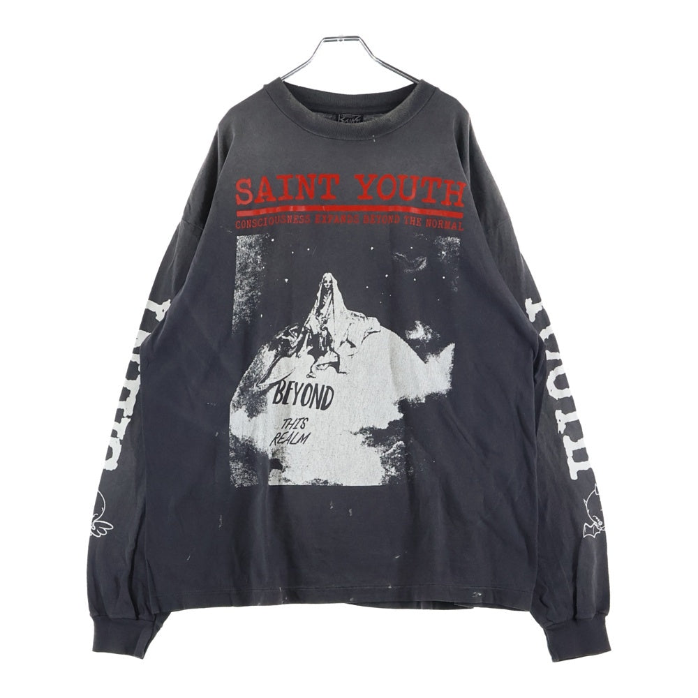 SAINT MICHAEL(セントマイケル) 25AW SAINT YOUTH L/S TEE セイント ユース クルーネック 長袖Tシャツ カットソー グレー SM-HR1--0000-032
