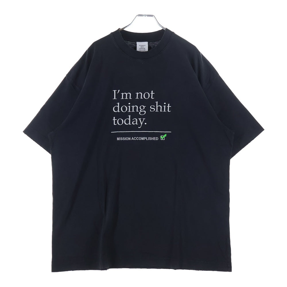 VETEMENTS(ヴェトモン) NOT DOING SHIRT ノットドゥーイングシャツ 半袖カットソー ブラック UE63TR320B
