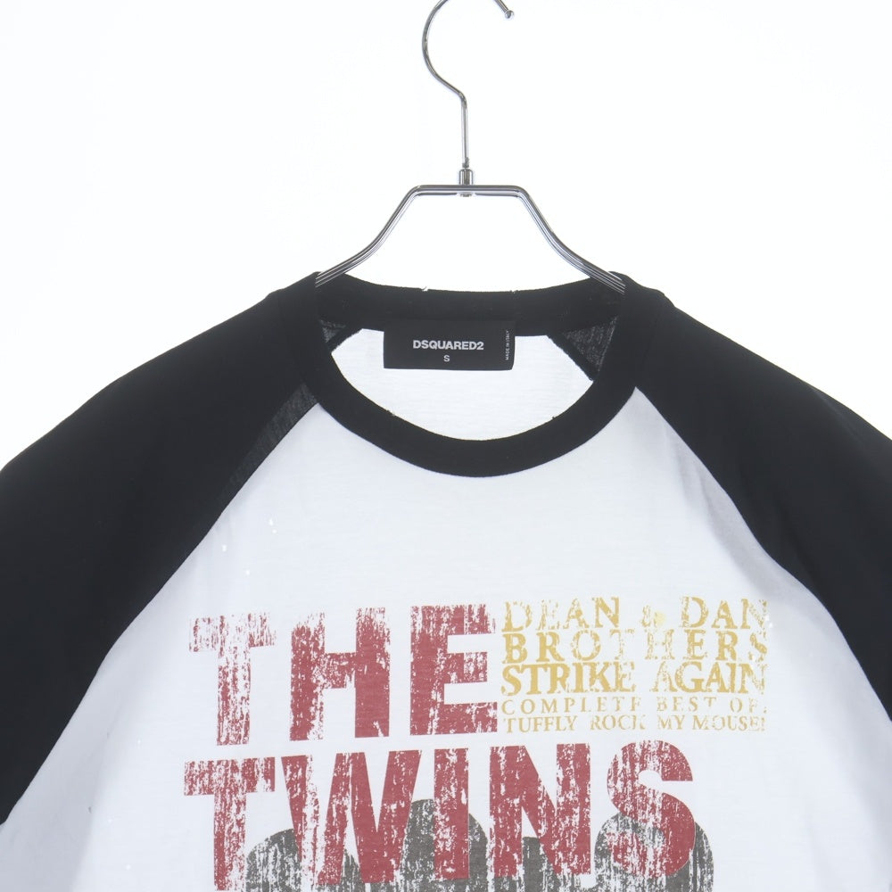 DSQUARED2(ディースクエアード) プリントロゴクルーネックTシャツ カットソー ホワイト/ブラック S72GD0026