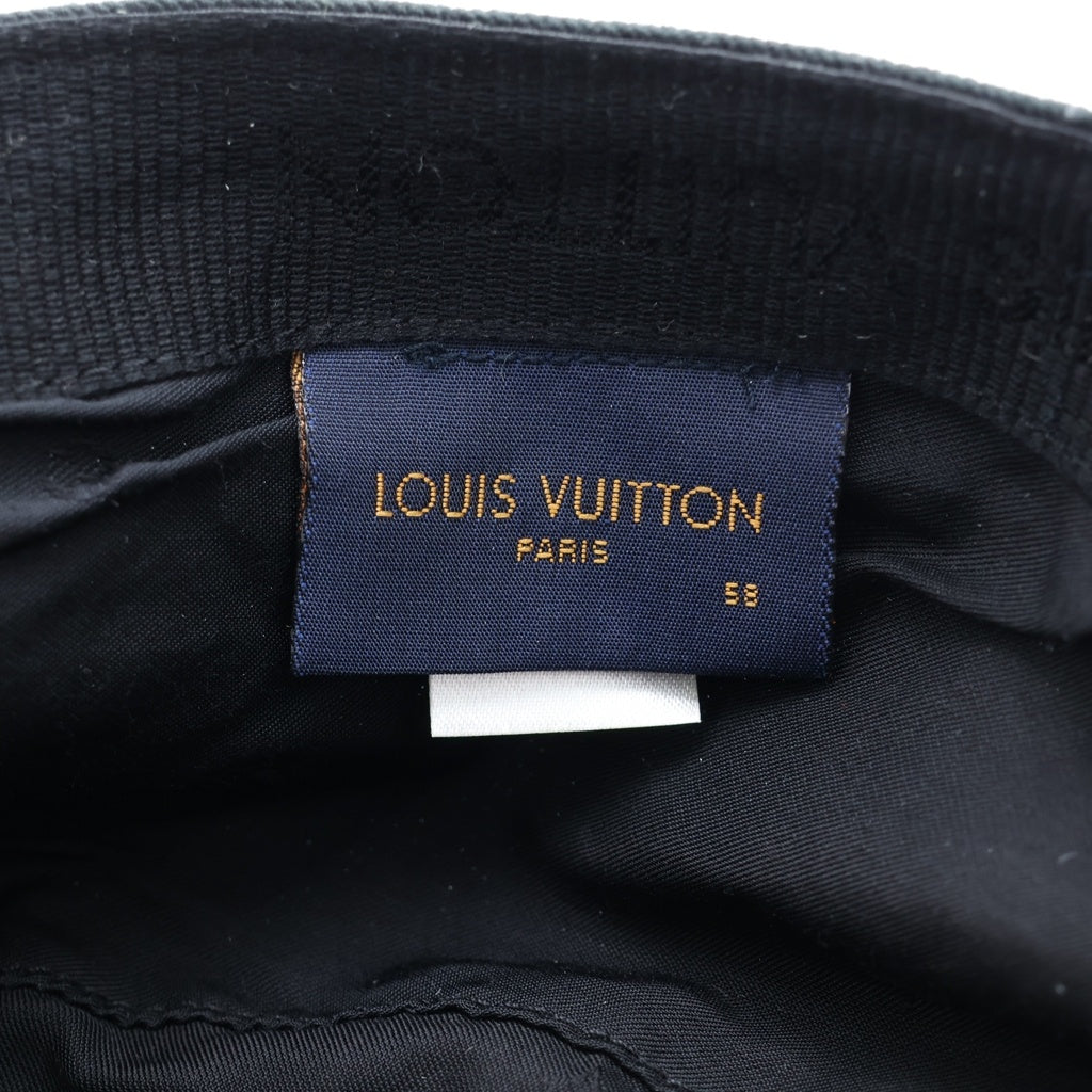 LOUIS VUITTON(ルイヴィトン) ×NIGO ニゴ エンブロイダリーデザイン レザーアジャスター ピルボックスキャップ 帽子 ブラック MP2732