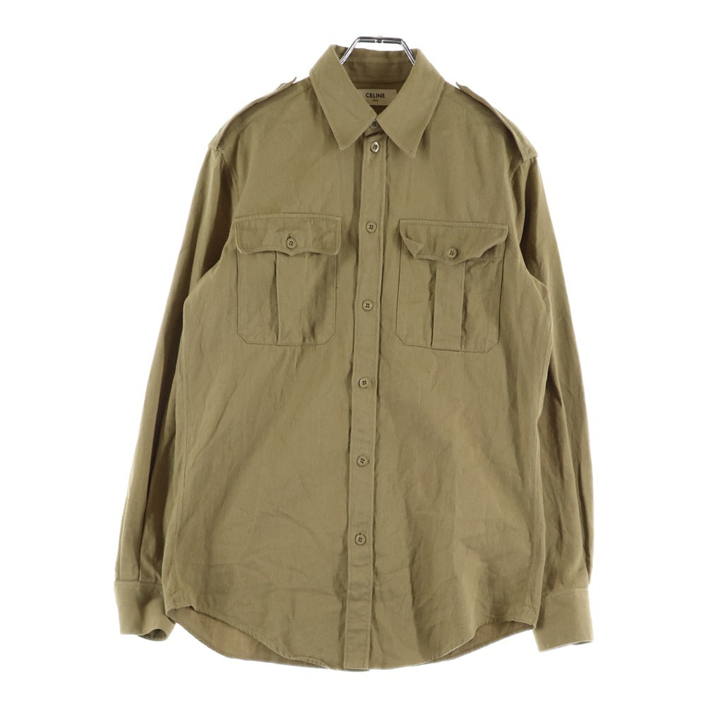 CELINE(セリーヌ) 20SS コットンツイル ミリタリーシャツ 長袖シャツ ブラウン 2C272034I