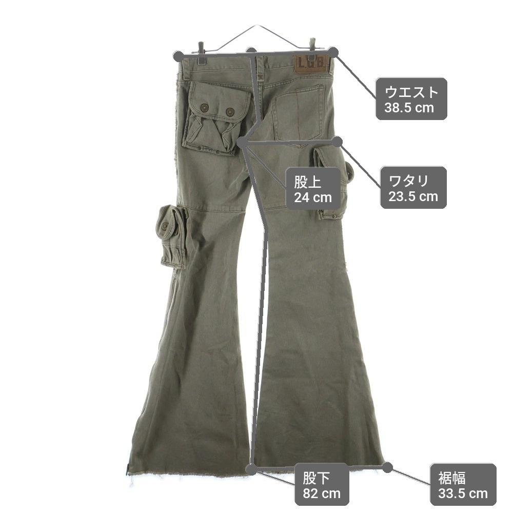 L.G.B.(ルグランブルー) フレア デニムカーゴパンツ カーキ
