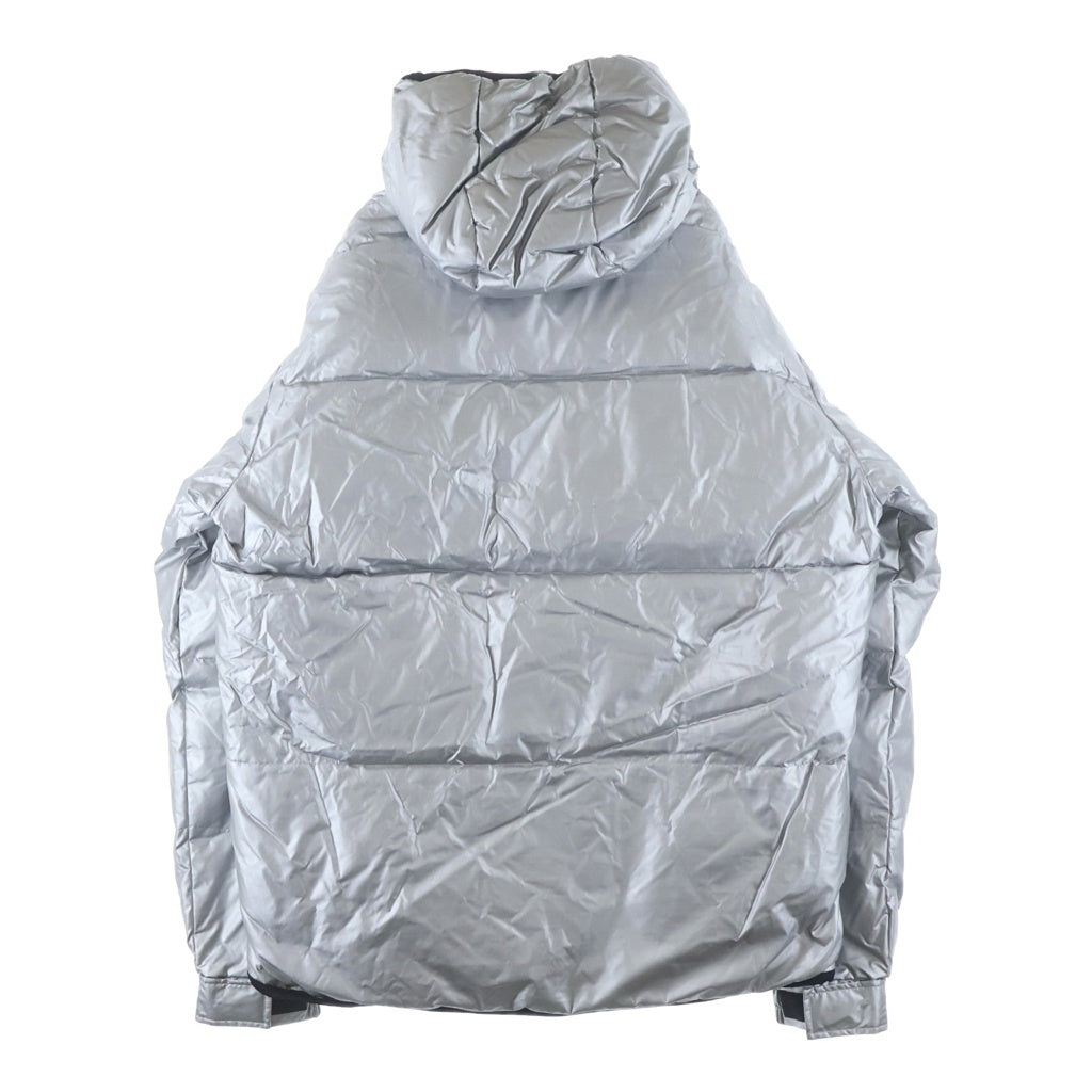 A BATHING APE(アベイシングエイプ) ロゴパッチ ドローコード ダウンジャケット シルバー