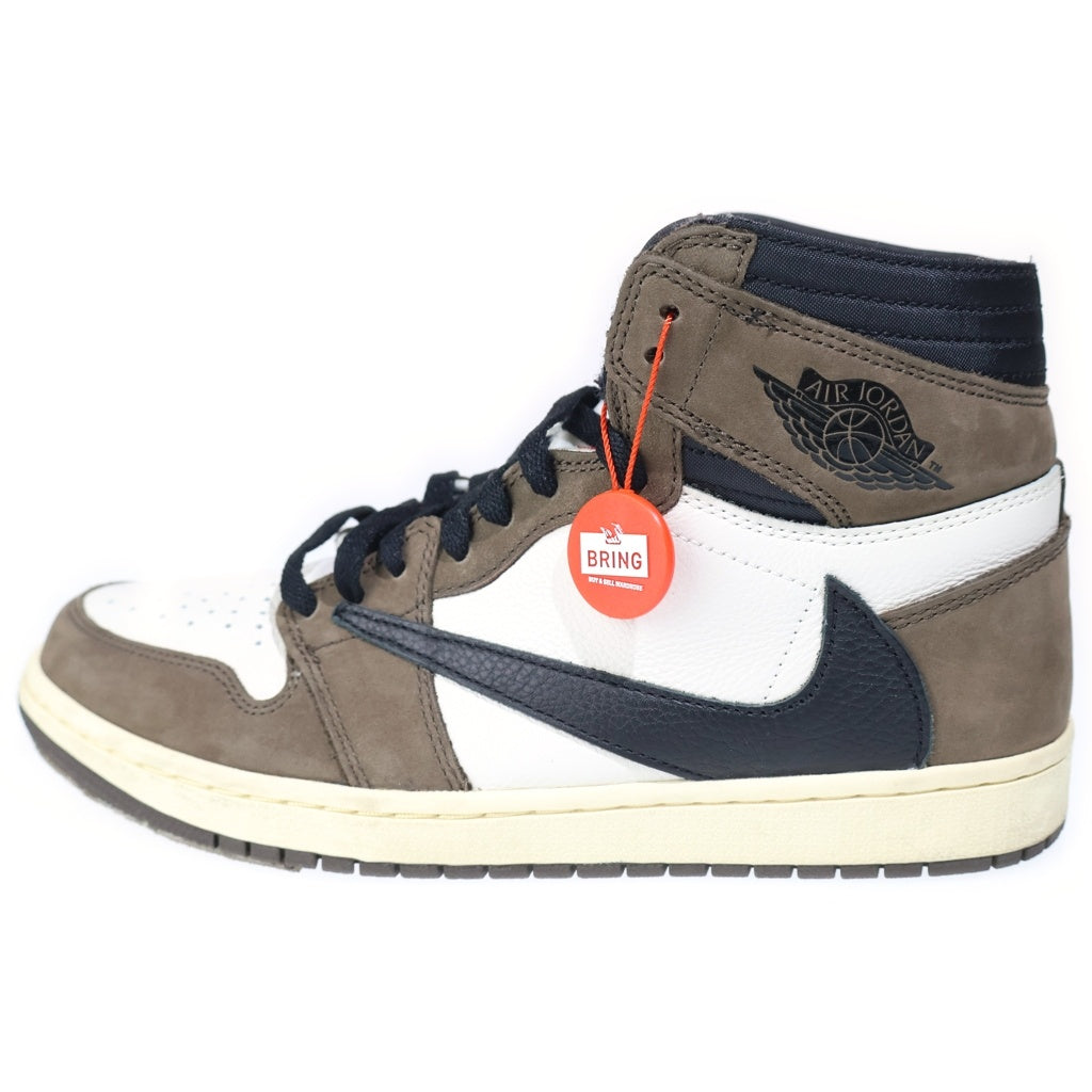 NIKE(ナイキ) ×TRAVIS SCOTT AIR JORDAN 1 RETRO HIGH OG TS SP CD4487-100 トラヴィススコット エアジョーダン1 ハイカットスニーカー US9.5/27.5cm ブラウン/ホワイト