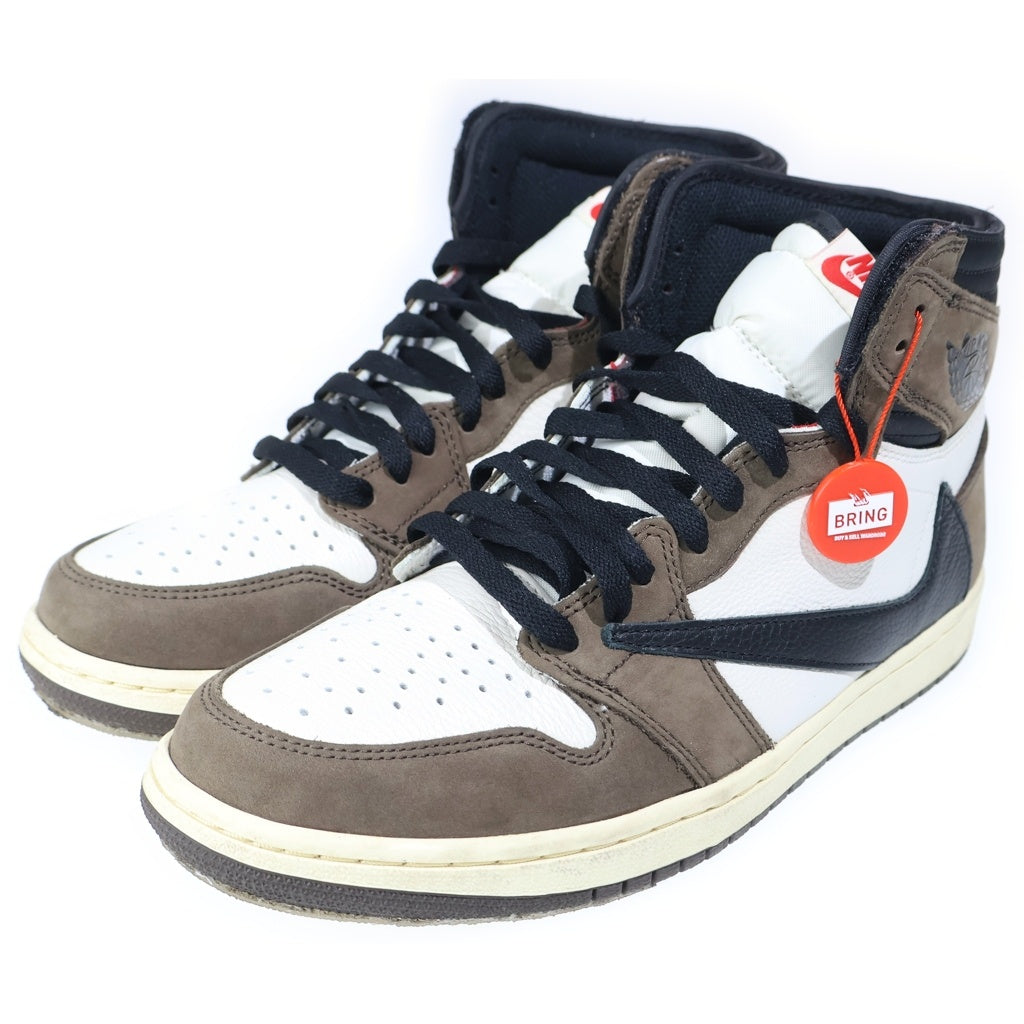 NIKE(ナイキ) ×TRAVIS SCOTT AIR JORDAN 1 RETRO HIGH OG TS SP CD4487-100 トラヴィススコット エアジョーダン1 ハイカットスニーカー US9.5/27.5cm ブラウン/ホワイト